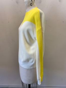 Womens, Pullover, & Other Stories, Cream, Yellow, Cotton, Color Blocking, S, L/S, Crew Neck, Heart Shaped Color Block