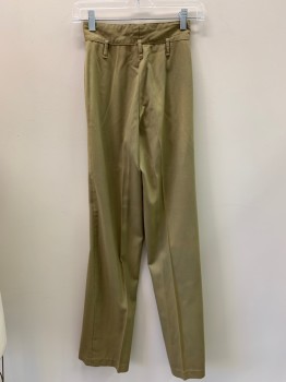 Womens, Pants, BOTTOMS UP, Khaki Brown, Wool, Polyester, Solid, W23, Pleated, Zip Front, Belt Loops