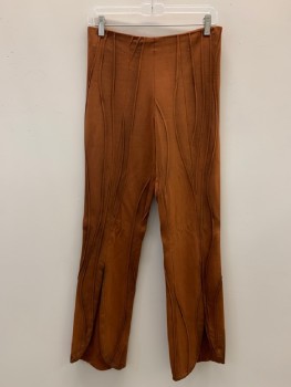 NO LABEL, Pumpkin Spice Orange, Polyester, Cotton, Solid, F.F, Piping Detail, Front Slits, Back Zip, Aged, Made To Order,