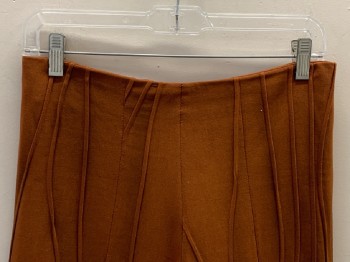 Womens, Sci-Fi/Fantasy Pants, NO LABEL, Pumpkin Spice Orange, Polyester, Cotton, Solid, 30/32, F.F, Piping Detail, Front Slits, Back Zip, Aged, Made To Order,