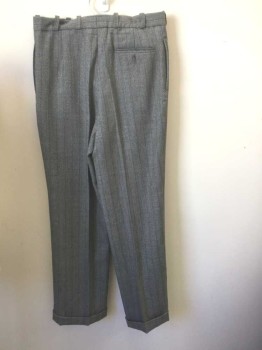 Mens, 1930s Vintage, Suit, Pants, MARK COSTELLO, Blue-Gray, Rust Orange, Wool, Stripes - Pin, Ins:34, W:34, Flat Front, Tab Waist, Button Fly, Wide Leg, 3 Pockets, Made To Order Reproduction, Currently No Cuffs