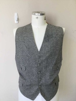 N/L, Navy Blue, White, Rose Pink, Wool, Acetate, Tweed, Micro Tattersall Tweed Front. Dusty Rose Acetate Back. 4 Pockets with Button Down Flaps. 6 Covered Buttons Center Front. Small Stain on Front Left  Needs Washing,