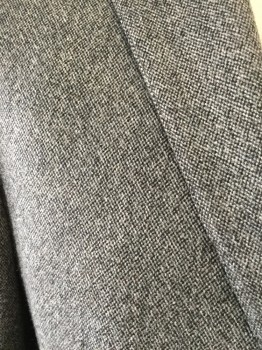 Mens, Sportcoat/Blazer, HICKEY, Gray, Black, Wool, Tweed, 38 S, Notched Lapel, 2 Button Front, Black Corduroy Collar and Elbow Patches