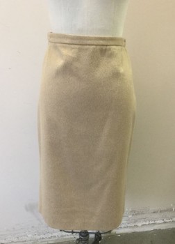 Womens, Skirt, Knee Length, FRENCH CONNECTION, Beige, Wool, Polyester, Solid, Sz.8, Thick Wool, Pencil Skirt, 1" Wide Self Waistband, Invisible Zipper at Center Back Waist