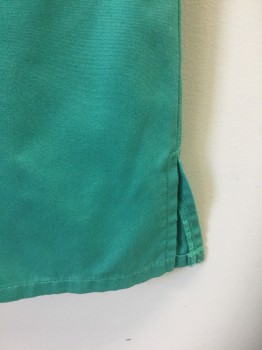 CHEROKEE, Kelly Green, Polyester, Cotton, Solid, Drawstring Waist, Elastic Waist in Back, Vents at Each Leg Opening, 2 Side Seam Pockets + 1 Back Pocket