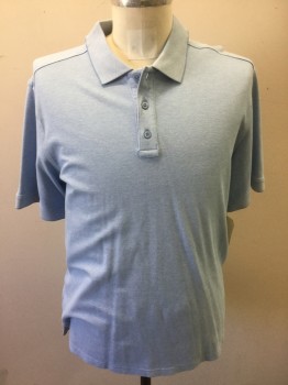NORDSTROM, Baby Blue, Cotton, Spandex, Solid, Short Sleeves, Pique,