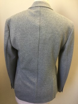 ZARA, Lt Gray, Polyester, Cotton, 2 Color Weave, Single Breasted, 2 Buttons,  Notched Lapel, Knit, 3 Pockets,