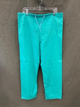 CROMPTONS, Green, Polyester, Cotton, Solid, Light Blue Drawstring Waistband, 1 Back Pocket
