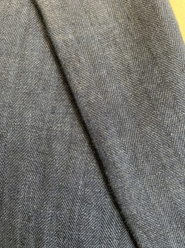 Mens, Sportcoat/Blazer, BROOKS BROTHERS, Blue, Linen, Heathered, Herringbone, 48 R, 2 Button Front, Notched Lapel, 3 Pockets,