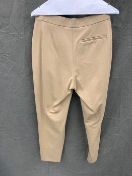 Womens, Pants, UNIQLO, Tan Brown, Rayon, Nylon, Solid, L, Elastic Waistband, Stitched Creases, 1 Faux Back Pocket, Stretch