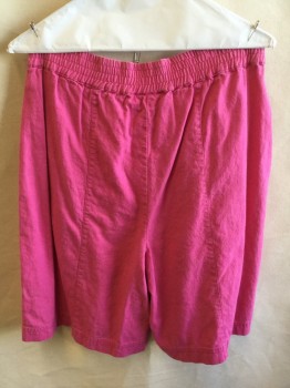 Womens, Shorts, ADAM DOUGLASS, Pink, Linen, Cotton, Solid, 30, Dropped Waist with  4 Tiers Elastic Waist Back, 2 Pleat Front, Zip Front, 2 Pockets