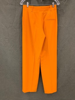HUGO BOSS, Orange, Polyester, Viscose, Solid, Flat Front, 2 Front Faux Pckts, Zip Fly, Belt Loops,1 Back Right Pckt
