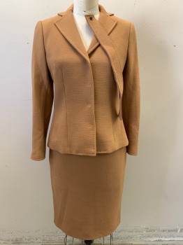 Womens, Suit, Jacket, DOLCE & GABANNA, Camel Brown, Wool, Solid, B: 34, Band with Snap Buttons, Collar Attached, Snap Front, Long Sleeves