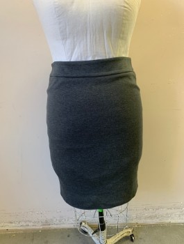 Womens, Skirt, Knee Length, JONES NEW YORK, Gray, Polyester, Spandex, Stripes - Micro, Sz.14, Stretch Jersey, 2" Wide Self Waistband, Fitted/Pencil Shape, Invisible Zipper in Back