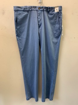 Mens, Casual Pants, TOMMY BAHAMA, French Blue, Cotton, Polyester, Solid, 38/32, F.F, Side Pockets, Zip Front, Belt Loops