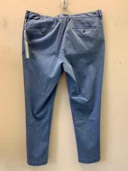 Mens, Casual Pants, TOMMY BAHAMA, French Blue, Cotton, Polyester, Solid, 38/32, F.F, Side Pockets, Zip Front, Belt Loops