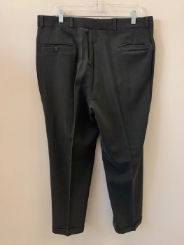JHANE BARNES, Black, Gray, Wool, 2 Color Weave, Twill Weave, Pleated & Cuffed, Slant Pockets, Zip Front, Belt Loops