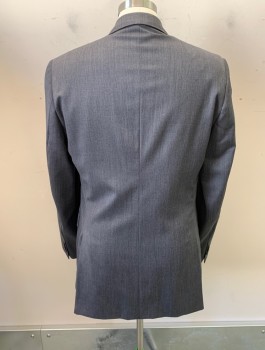 PROSSIMO/MALIBU, Dk Gray, Wool, Heathered, Single Breasted, 2 Buttons, Notched Lapel, 3 Pockets, 4 Button Cuffs, 2 Back Vents