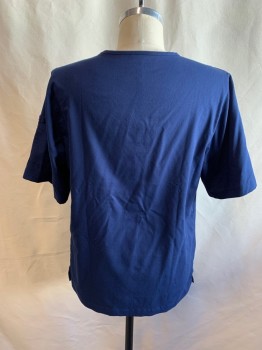 GREY'S ANATOMY BARCO, Navy Blue, Polyester, Rayon, Solid, V-neck, Short Sleeves, 2 Chest Pockets