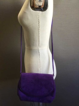 FRENCHY OF CALIFORNI, Purple, Leather, Suede, Solid, Front Snap Flap Close, Long Skinny Strap