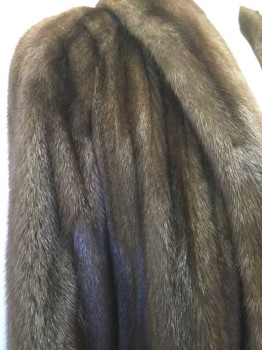 Womens, Fur, ANNE KLEIN, Brown, Fur, Solid, B 42, 10/12, L  50, Excellent Condition Mink, No Closures, Shawl Collar, 2 Pockets, Full Length