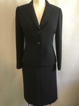TAHARI, Black, Polyester, Solid, Single Breasted, Peaked Lapel, 2 Buttons,  2 Welt Pockets, Lightly Padded Shoulders, Black Lining