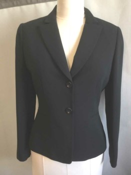 Womens, Suit, Jacket, TAHARI, Black, Polyester, Solid, 10, Single Breasted, Peaked Lapel, 2 Buttons,  2 Welt Pockets, Lightly Padded Shoulders, Black Lining