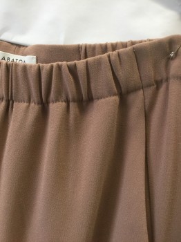 BABATON, Lt Brown, Acetate, Polyester, Solid, Crepe, Elastic Waist, Elastic Cuffs, 2 Side Pockets, Cropped Length
