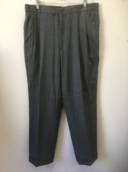 BROOKS BROTHERS, Gray, Black, Wool, Glen Plaid, Beige with Black Micro Glenplaid, Faint Blue Grid Stripes, Double Pleated, Zip Fly, 4 Pockets, Relaxed Leg, Cuffed Hems