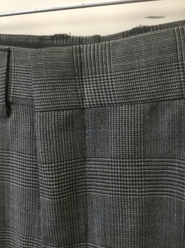 BROOKS BROTHERS, Gray, Black, Wool, Glen Plaid, Beige with Black Micro Glenplaid, Faint Blue Grid Stripes, Double Pleated, Zip Fly, 4 Pockets, Relaxed Leg, Cuffed Hems