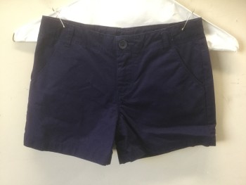 GYMBOREE, Navy Blue, Cotton, Solid, Girls, Twill, 3.5" Inseam, Zip Fly, 4 Pockets, Elastic Waist in Back, Has a Double (FC055540)
