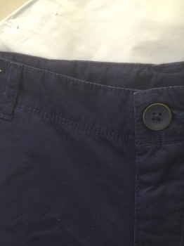 GYMBOREE, Navy Blue, Cotton, Solid, Girls, Twill, 3.5" Inseam, Zip Fly, 4 Pockets, Elastic Waist in Back, Has a Double (FC055540)