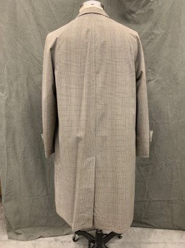 Mens, Coat, FALCON, Tan Brown, Black, Cotton, Plaid, XL, 46, Raincoat, Button Front, Hidden Placket, Collar Attached, 2 Pockets, Long Sleeves, Button Tab Detail at Sleeve, *1 Missing Button,  Brown Spot on Chest*