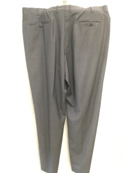 Mens, Slacks, ZANELLA, Medium Gray, Acetate, Rayon, Stripes - Vertical , 33, 40, 4 Pockets, Flat Front, Herringbone Knit
