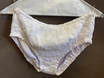 Womens, 1970s Vintage, Piece 2, MTO, White, Polyester, Floral, W29, Tennis Panty!