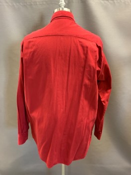 Mens, Casual Shirt, BENETTON, Brick Red, Cotton, Solid, 37, 16.5, Fine Corduroy C.A., B.F., L/S, 1 Chest Pckt