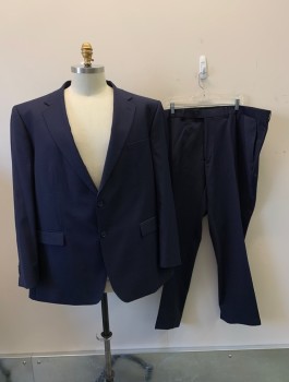 JV, Navy Blue, Black, Wool, Polyester, 2 Color Weave, Single Breasted, 2 Buttons, Notched Lapel, 3 Pockets, 2 Back Vents, Black BG with Bright Blue Micro Windowpane Plaid