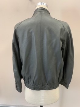 Mens, Leather Jacket, GEROME, Gray, Leather, C38, Collar Band With Snap Button, Zip Front, 2 Pockets