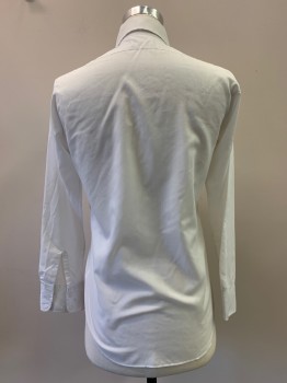 UNION, White, Polyester, Cotton, Solid, L/S, Button Front, Collar Attached, Chest Pocket