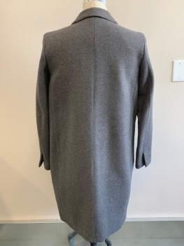 Mens, Coat, Overcoat, THE RERACS, Dk Gray, Wool, Solid, C36, L/S, Single Buttons, C.A., Notched Lapel, Chest And Side Pockets