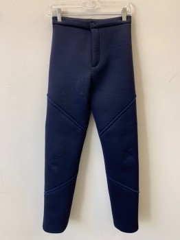 Womens, Sci-Fi/Fantasy Pants, NO LABEL, Navy Blue, Polyester, Solid, 26/29, F.F, Blue Piping, Zip Front, Made To Order,