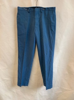 Mens, Pants, LEE LESURES, French Blue, Poly/Cotton, 30/28, Side Pockets, Zip Front, F.F, 2 Welt Pockets, Cuffed
