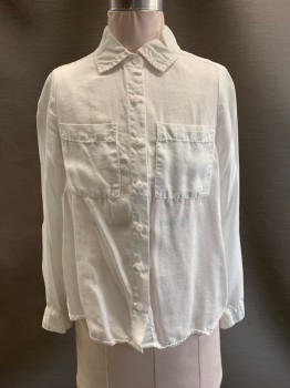 Childrens, Shirt, BELLA DAHL, White, Tencel, Solid, 10, L/S, Button Front, Collar Attached, Chest Pockets,