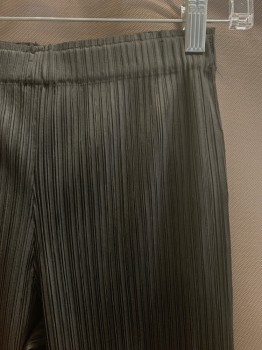 NL, Black, Synthetic, Solid, Textured Fabric, Elastic Waistband, Chemically Set Pleats