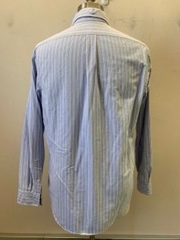 Ralph Lauren, Blue, White, Cotton, Stripes - Vertical , L/S, Button Front, C.A.,