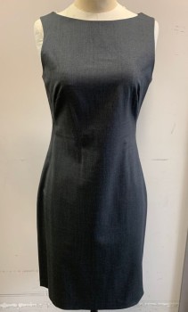 Womens, Dress, Sleeveless, THEORY, Charcoal Gray, Wool, Spandex, 2 Color Weave, W27, 4 B34, H36, Center Back Zipper, Center Back Vent, Thread Thin 2 Color Weave, Gray and Charcoal