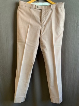 CALVIN KLEIN, Dusty Rose Pink, Wool, Polyester, Solid, Belt Loops, Offset Button on Waist, 4 Pocket,