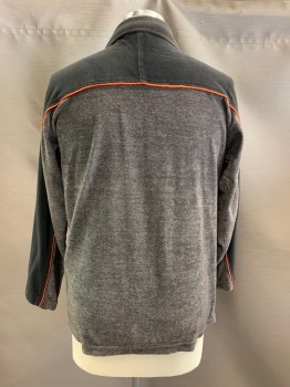 Mens, Sweater, STREET CULTURE, Black, Heather Gray, Poly/Cotton, Color Blocking, M, C.A., Zip Front, L/S, Orange Piping