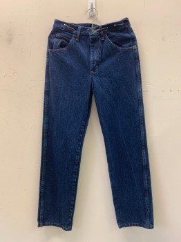 Mens, Jeans, RUSTLER, Denim Blue, Cotton, Solid, 29/32, F.F, Top Pockets, Zip Front, Belt Loops