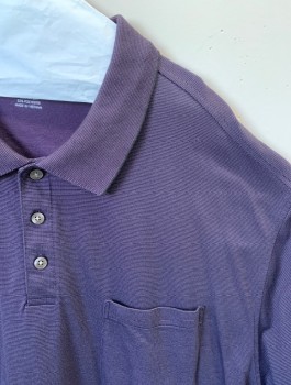 VAN HEUSEN, Aubergine Purple, Lavender Purple, Poly/Cotton, Rayon, Stripes - Horizontal , Jersey Knit, C.A., 3btn Placket, 1 Pckt, S/S